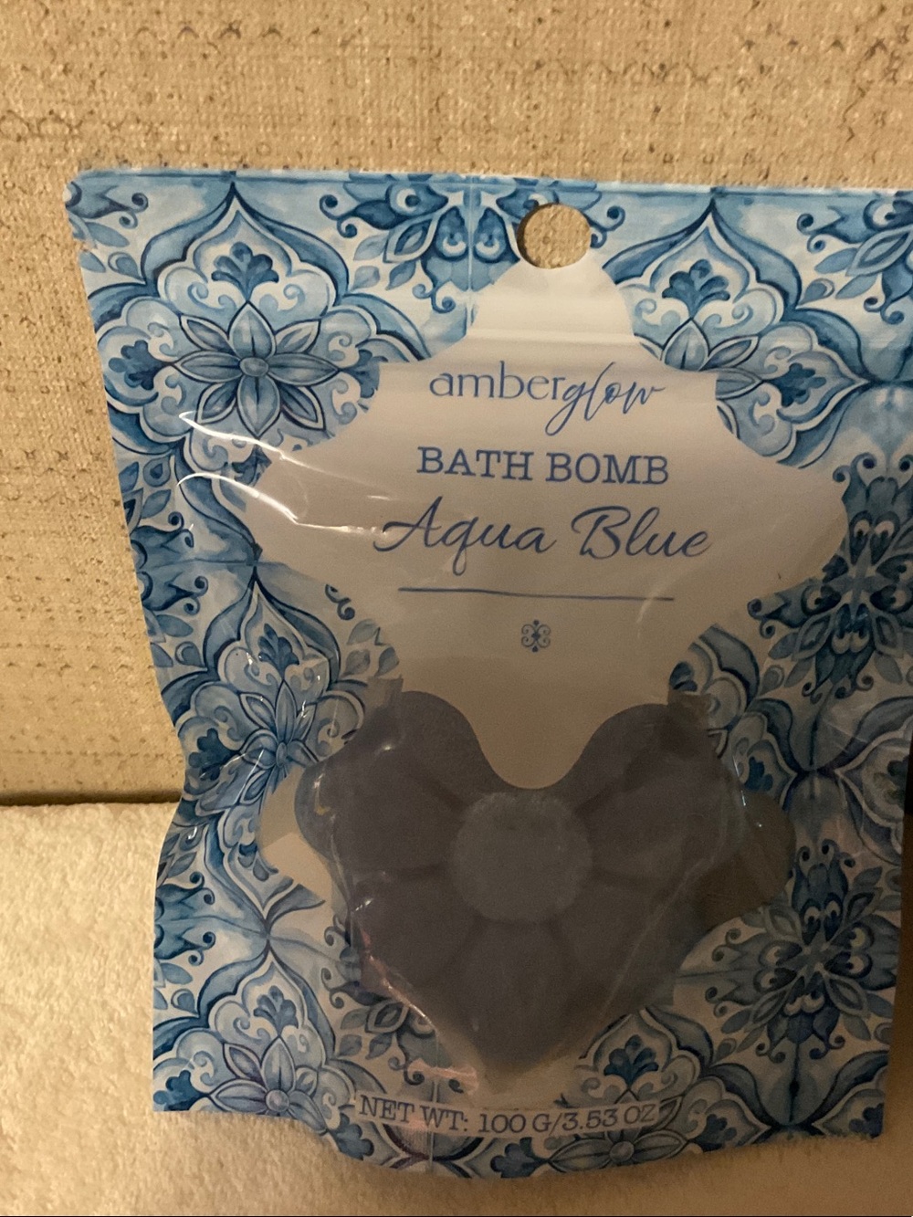 Amberglow Aqua Blue Bath Bomb - Floral Shape